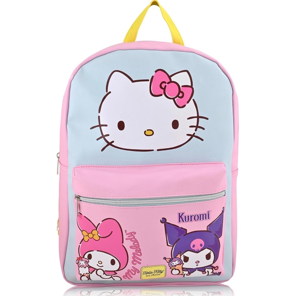 Sanrio Hello Kitty My Melody Kuromi Pink Blue Faux Leather Backpack New